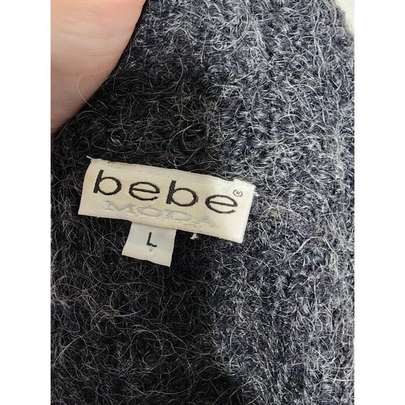 Vtg Bebe Moda Mohair Wool Button Up Collared Fuzzy Goth Warm Sweater Cardigan - Picture 6 of 7